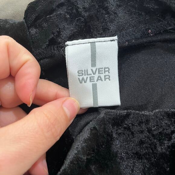 Vintage Y2K Silver Wear Burnout Velvet Wide Leg Cropped Pants Size S - Picture 6 of 6